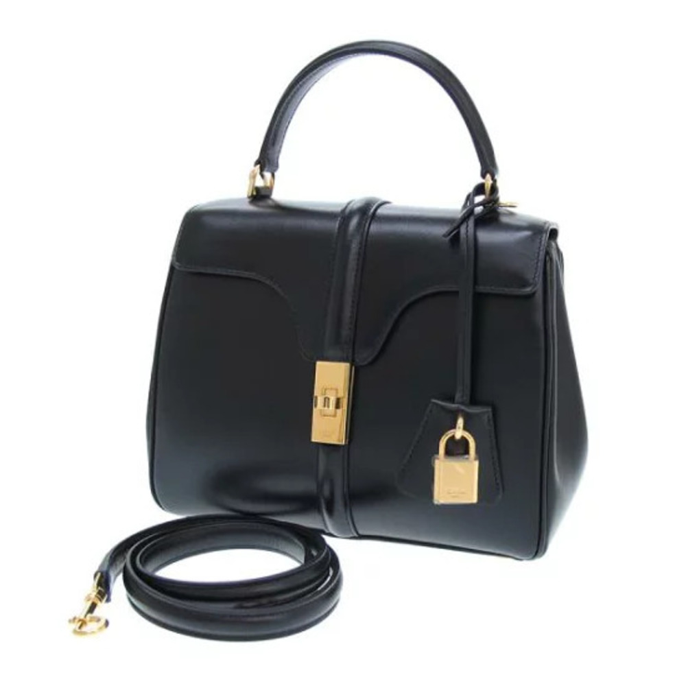 Celine Seize 16 bag satinated calfskin signature Black